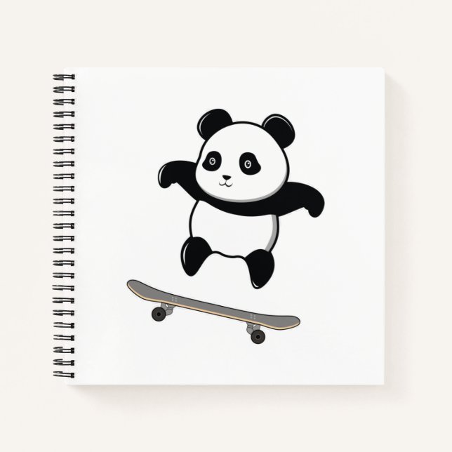 Carnet Planche à roulettes bébé panda (Devant)