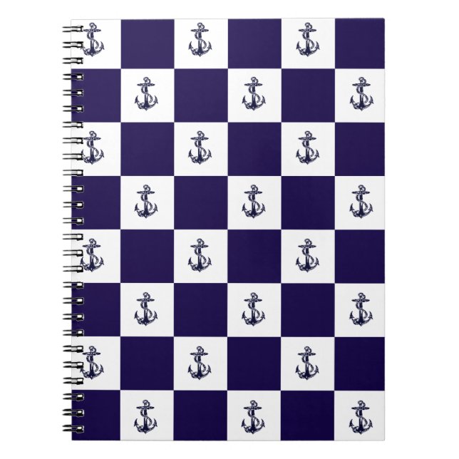 Carnet Planche d'ancres bleues marine nautiques (Devant)