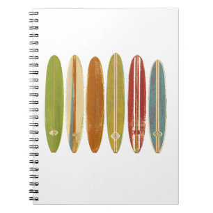 Carnet Planches de surf Longboard Style Rétro Vintage Sur