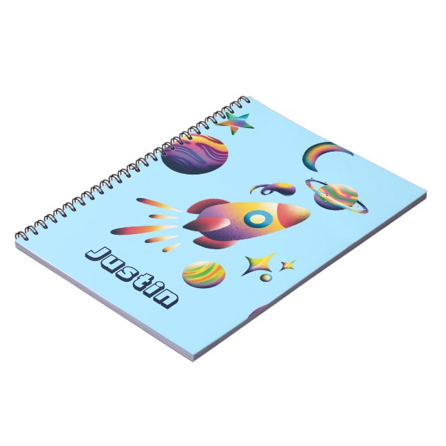 Carnet Planètes de l'espace colorées personnalisées Retou (Côté gauche)
