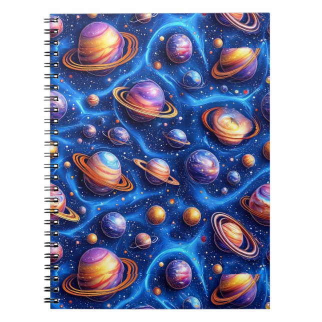 Carnet Planètes lunaires galaxie (Devant)