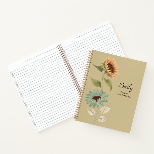 Carnet Planificateur à cases à cocher Thème Tournesol (Intérieur)