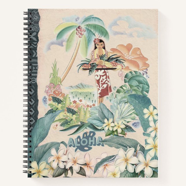 Carnet Planificateur d'affiche de voyage hawaïenne vintag (Devant)