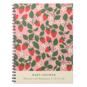 Carnet Planificateur de Baby shower vintage à fraise rose