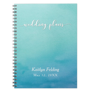 Carnet Planificateur de mariage à ombre en aquarelle bleu