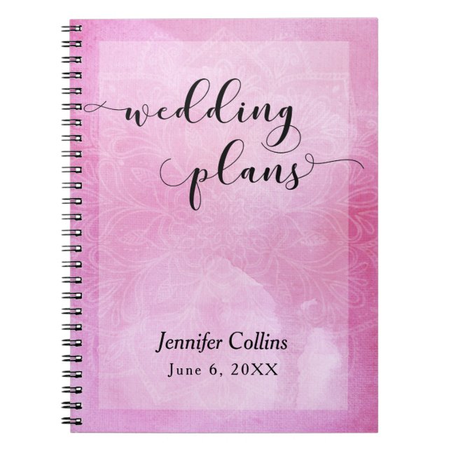 Carnet Planificateur de mariage à typographie mandala aqu (Devant)