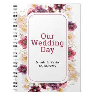 Carnet Planificateur de mariage floral Hellebore Bourgogn