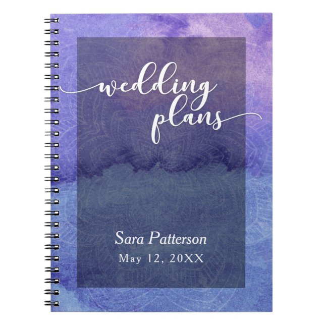 Carnet Planificateur de mariage mandala aquarelle violet  (Devant)