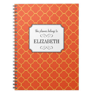 Carnet Planificateur de mariage orange à motif de trèfle