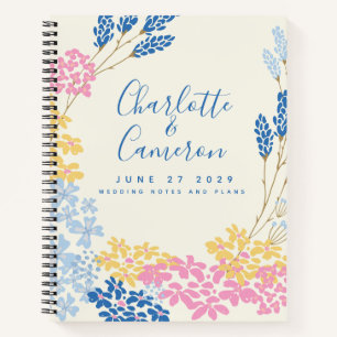 Carnet Planificateur de Mariage Personnalisé Floral Bleu 
