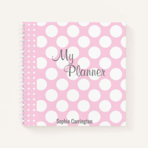 Carnet Planificateur de noms Polkadot rose