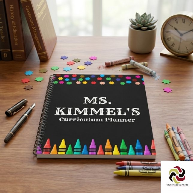 Carnet Planificateur de professeur de curriculum de crayo (Black Pastels Crayons Curriculum Teacher Planner Notebook
)