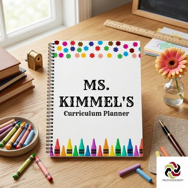 Carnet Planificateur de professeur de curriculum de crayo (Black Pastels Crayons Curriculum Teacher Planner Notebook
)