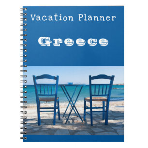 Carnet Planificateur de vacances Grèce bleu personnalisa