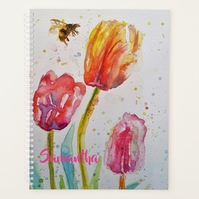 Carnet Planificateur Fleurs Tulipes Tulipe Rose (Devant)