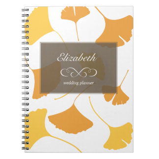 Carnet Planificateur personnalisé feuilles de ginkgo jaun