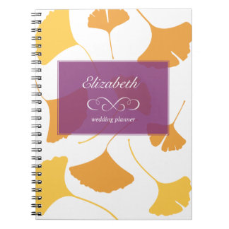 Carnet Planificateur personnalisé feuilles de ginkgo jaun