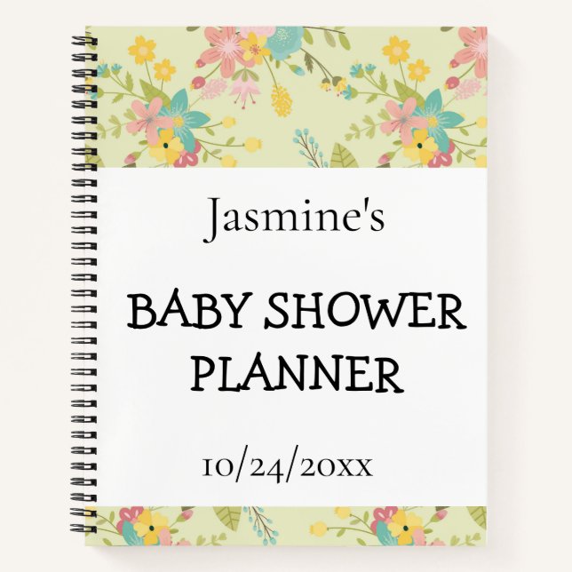 Carnet Planneur de douche Jaune Rose Vert Florals (Devant)