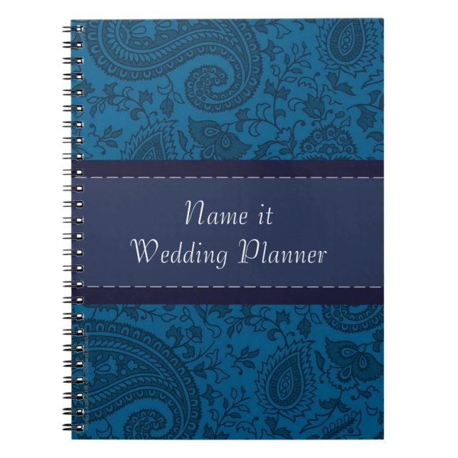 Carnet Plannière de Blue paisley Indian Mariage damassé (Devant)