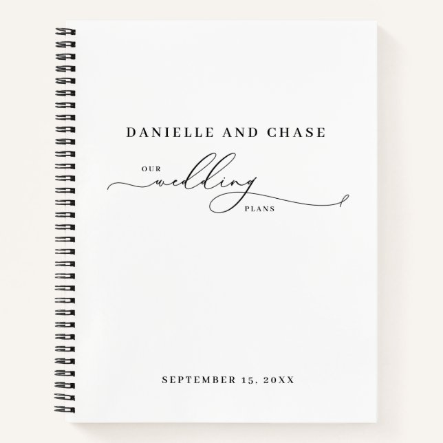 Carnet Plans de mariage chic élégant blanc (Devant)