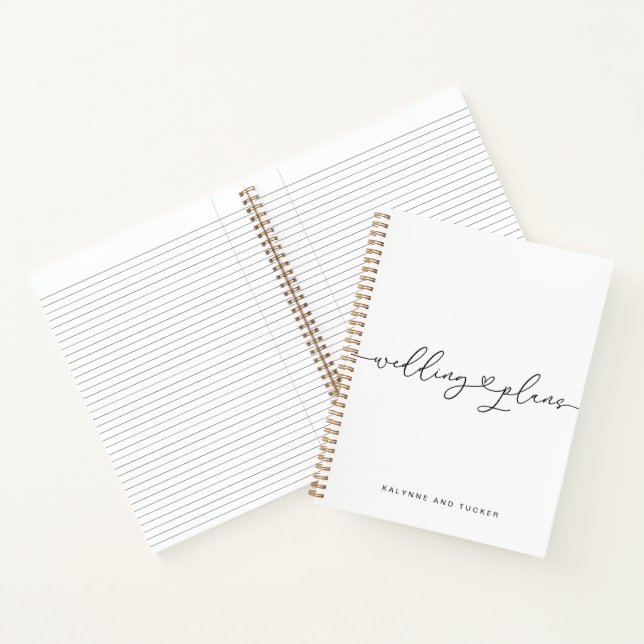 Carnet Plans de mariage élégants modernes blancs Cœur  (Intérieur)