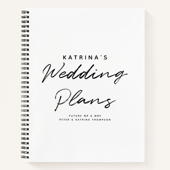 Carnet Plans de mariage simples blanc moderne (Devant)