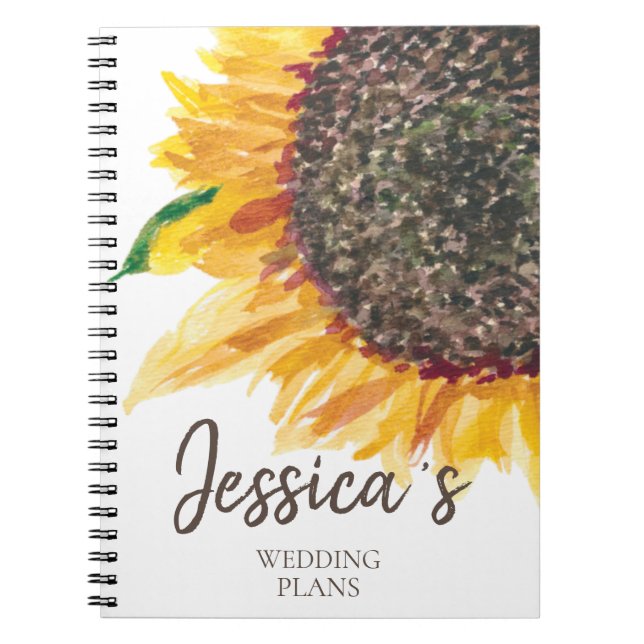 Carnet Plans de mariage tournesol blanc marron jaune (Devant)