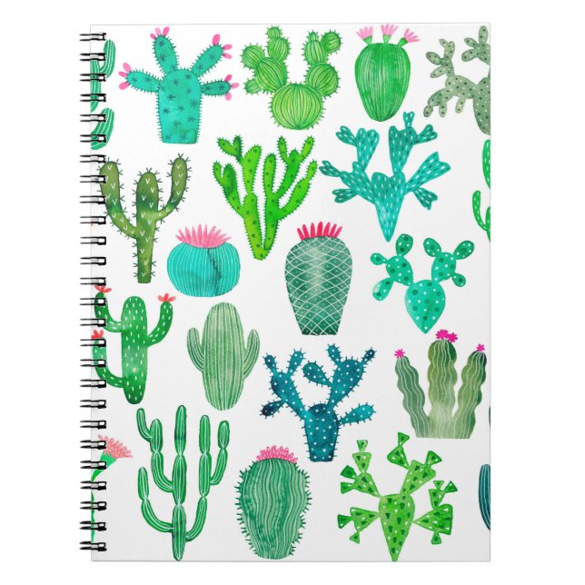 Carnet Plante de cactus aquarelle, fleur cactus illustra (Devant)