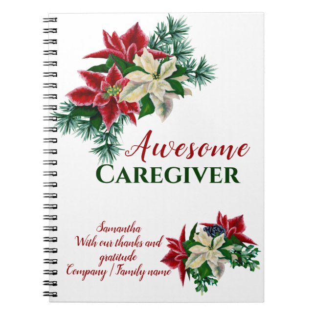 Carnet Plante de Poinsettia florale pour remercier une ai (Devant)