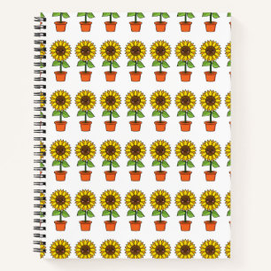 Carnet Plante de tournesol Kawaii dans un pot