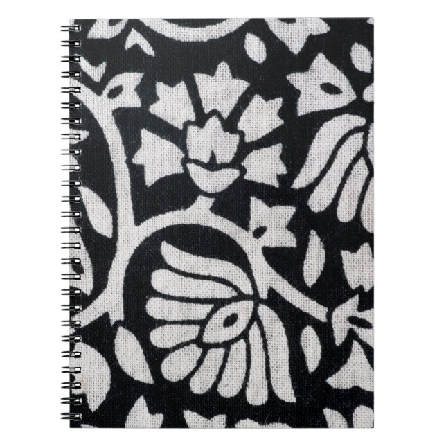 Carnet Plante, fleurs, nappe abstraite noir-blanc. (Devant)