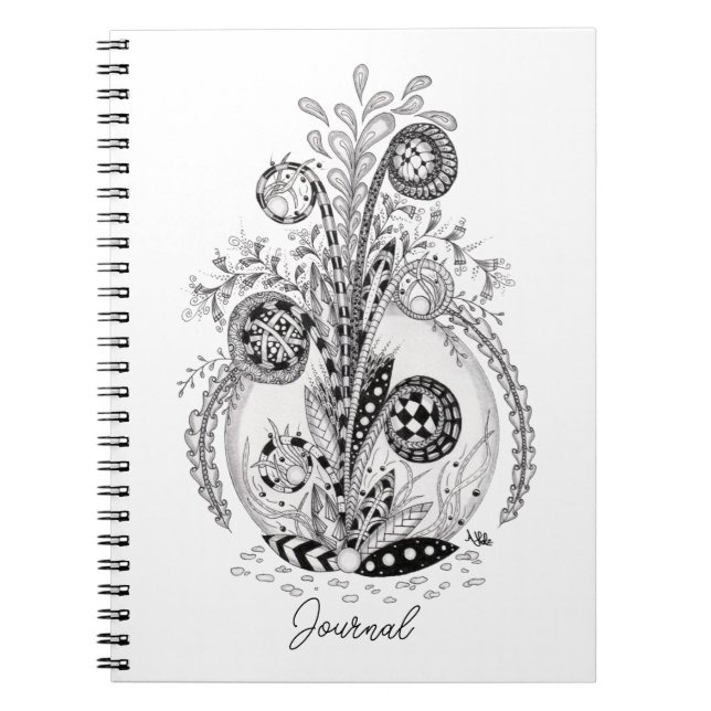 Carnet Plante florale en Tangle Design. (Devant)