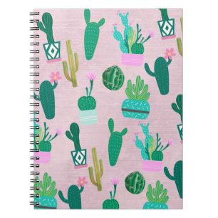 Carnet Plantes de cactus cactées sud-ouest rustique rose