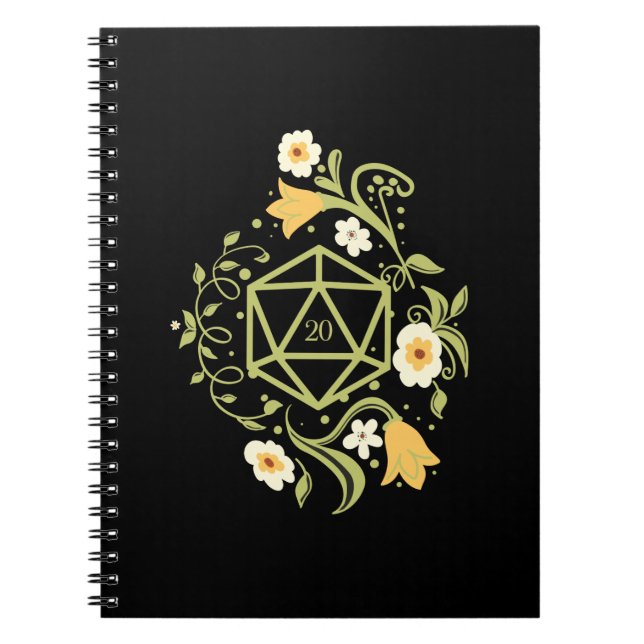 Carnet Plantes de dés et fleurs Druid D20 Tabletop RPG (Devant)