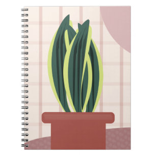 Carnet Plantes serpent sur fond rose à carreaux