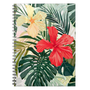 Carnet Plantes tropicaux hawaïens, fleurs colorées.