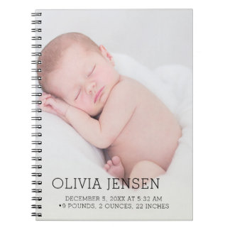 Carnet Plaque personnalisée avec photo de bébé et statist