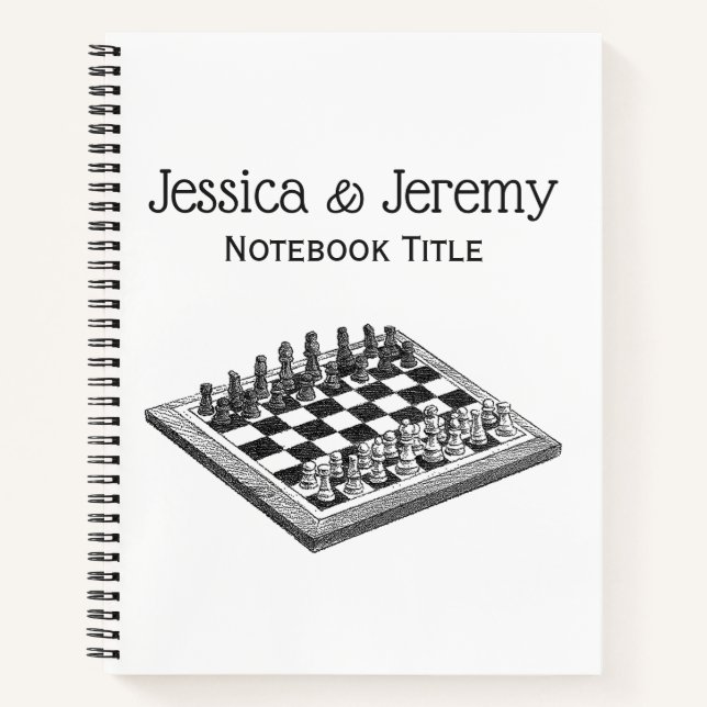 Carnet Plateau de Jeu d'Échecs et Pièces d'Échecs Art Vin (Devant)