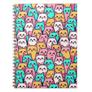 Carnet Playful Minimalist Cats in Multi-Coloured Pastels