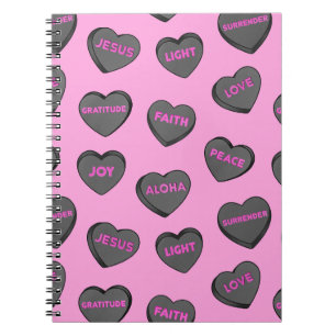Carnet Plein de coeur d'amour Motif rose noir