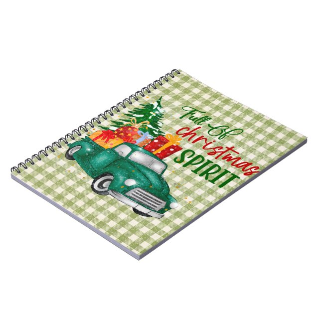 Carnet Plein de Noël Spirit Green Plaid Checker Camion (Côté gauche)