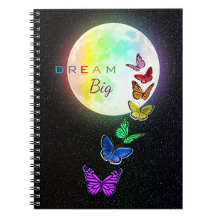 Carnet Pleine lune arc-en-ciel et papillons arc-en-ciel D