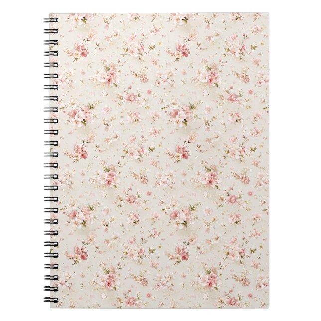 Carnet Pluie de Fleurs Délicate Flottante et Aérienne (Devant)