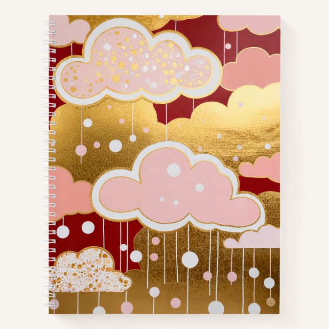 Carnet Pluie Rouge Dorée (Devant)