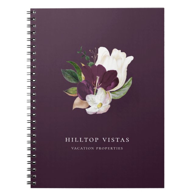 Carnet Plum de bouquet floral violet ivoire moderne (Devant)
