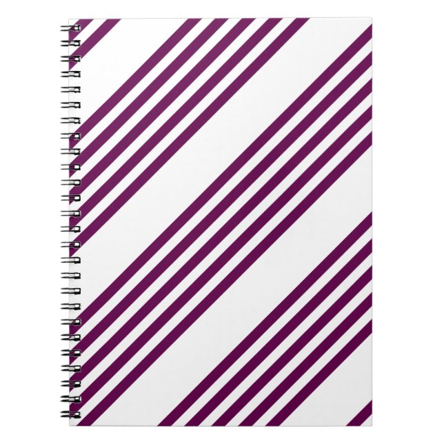 Carnet Plum et blanc cinq bandes motif (Devant)