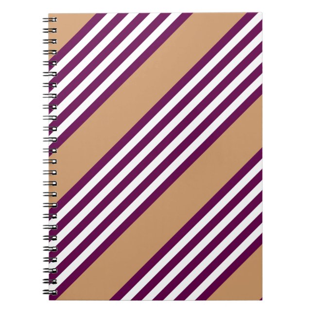 Carnet Plum et blanc cinq bandes motif avec bronzage (Devant)