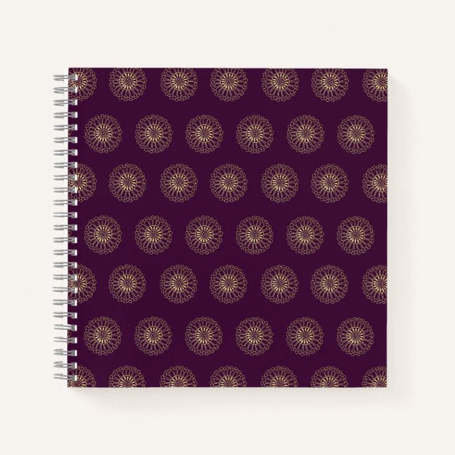 Carnet Plum | Golden Zinnia Flower Medallions (Devant)
