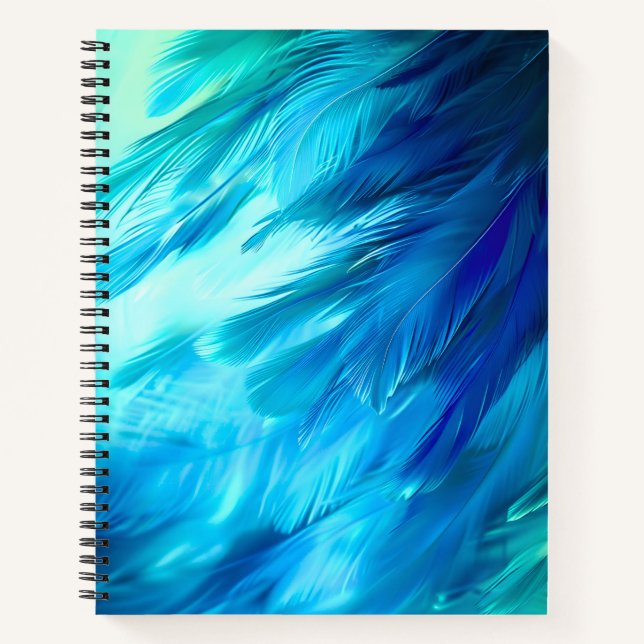 Carnet Plume Abstrait Bleu Vert (Devant)