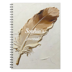 Carnet Plume Beige Neutre Impasto Texturé Personnalisé